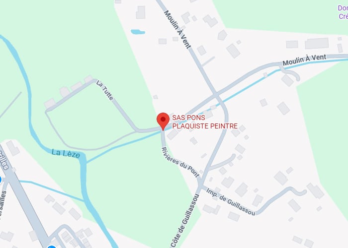 SAS PONS Plaquiste Peintre : Localisation et Itinéraire Carte montrant la localisation de SAS PONS PLAQUISTE PEINTRE à l'angle de la rue Rivières du Pont.