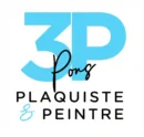 Logo 3P Pons Plaquiste & Peintre, design épuré bleu ciel et noir pour artisan en bâtiment et rénovation.